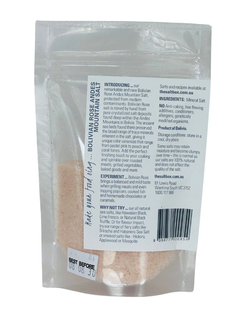 Bolivian Rose Andes Mountain Salt 150g back