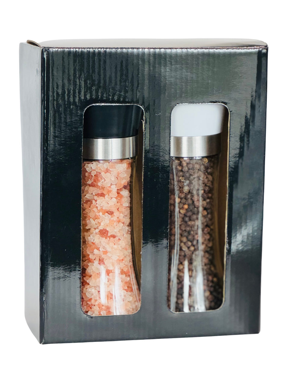 Himalayan Salt & Black Pepper Grinders (Twin Pack) in box