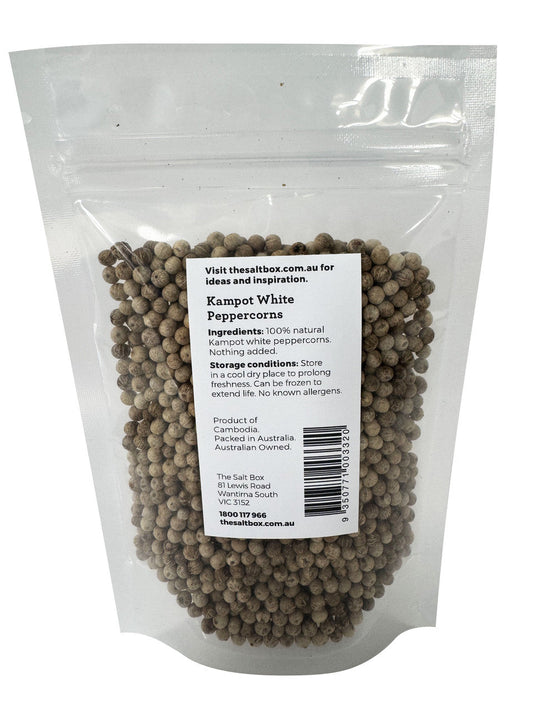 Kampot Peppercorns -White Whole 100g Pouch back
