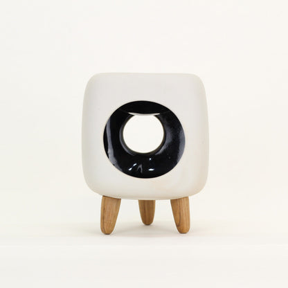 Ceramic Essential Oil Burner - Hut Range Black