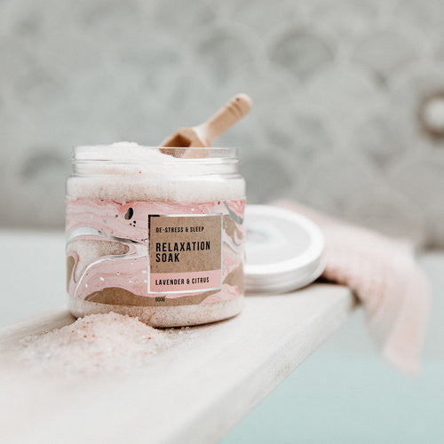 Relaxation Bath Soak 600g Gift Jar Styled Open
